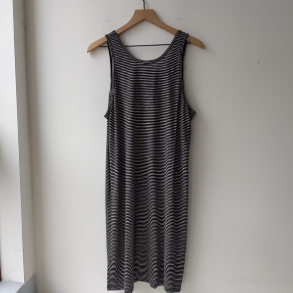 Madewell Striped Scoop Neck Knit Dress Black Tan Women's XL - Picture 3 of 7